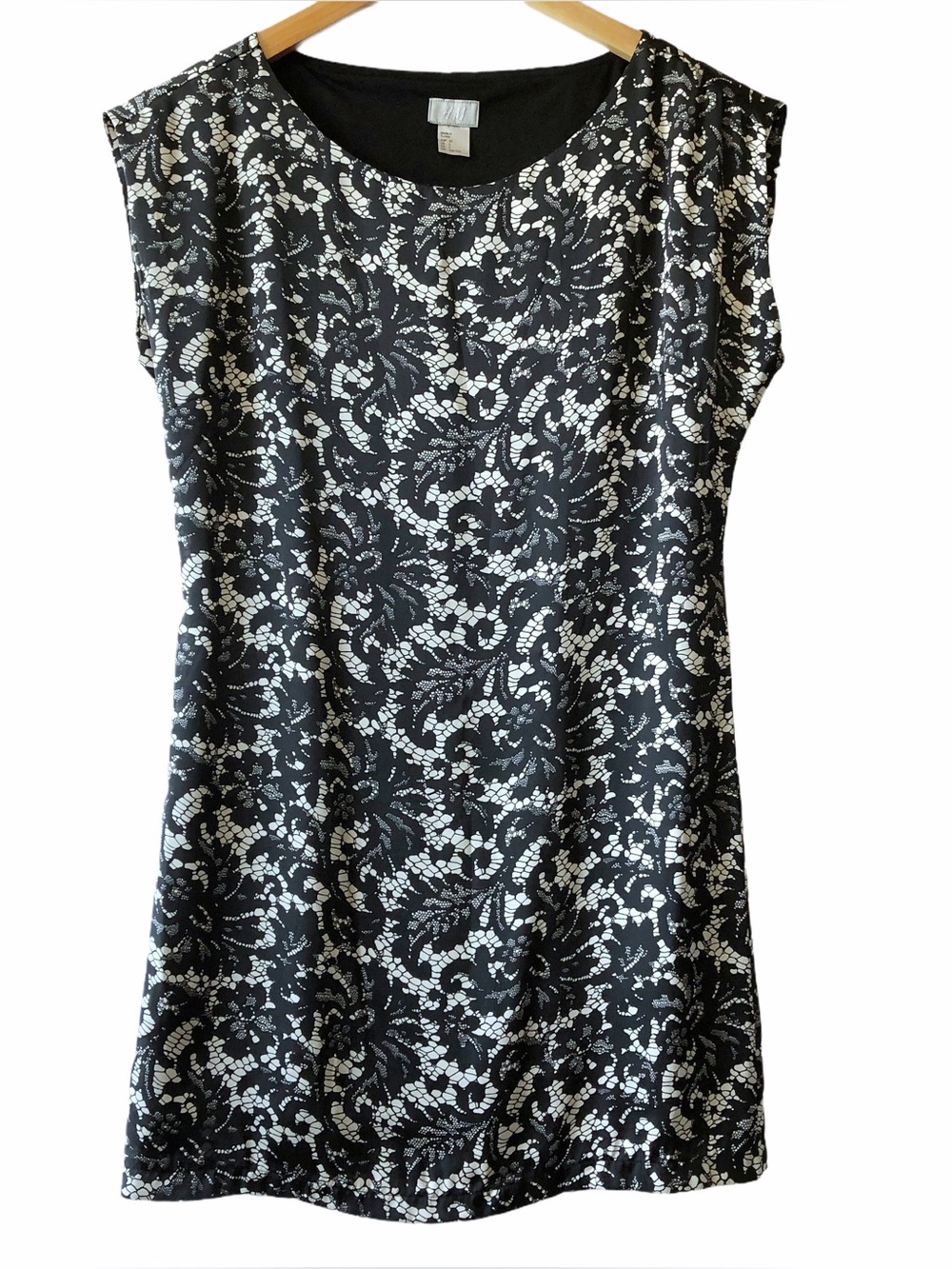 H&M Black & White Paisley Printed Mini Dress Size 2